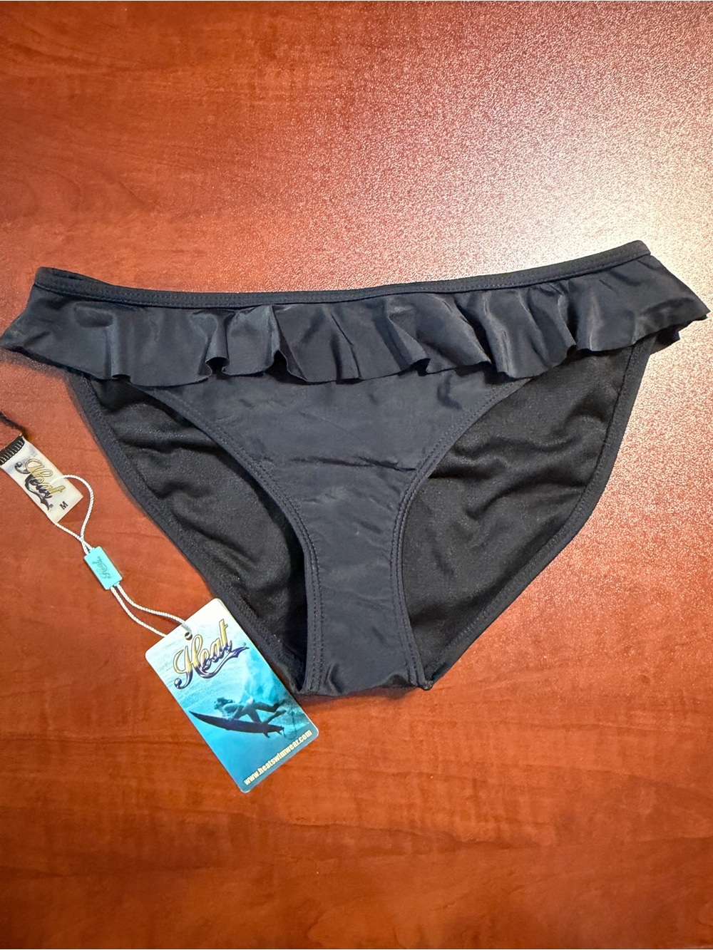 NWT Heat  Black Ruffle Bikini Bottom - Women
